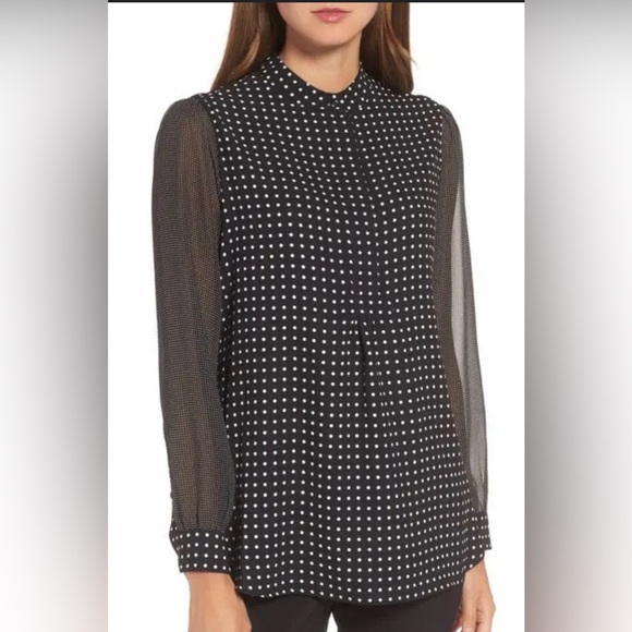 Anne Klein Tops - Anne Klein Black and White Dotted Blouse